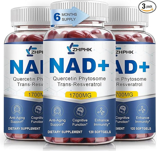 NAD Supplement Softgels 1700mg, Nad Supplements for Women & Men with Nicotinamide Riboside Quercetin Phytosome, Trans Resveratrol & TMG, Boost NAD Energy Anti-Aging Support 360-Count, 180 Days Supply