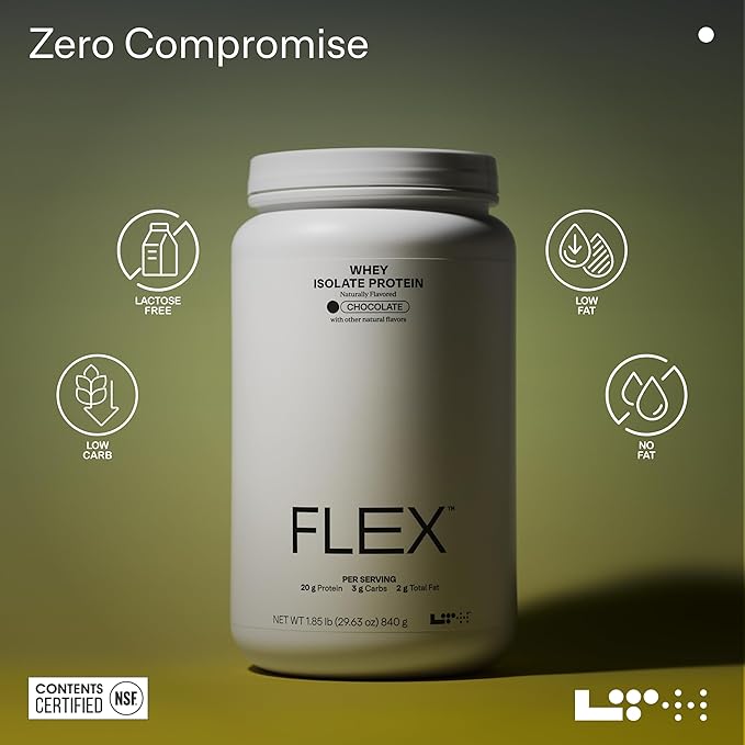 Flex Whey Protein Isolate - Trusted by Life Time Fitness Members - Lactose-Free Protein Powder - for Post-Workout Recovery - Low Fat, No Sugar & Low Carb - Chocolate, 30 Servings