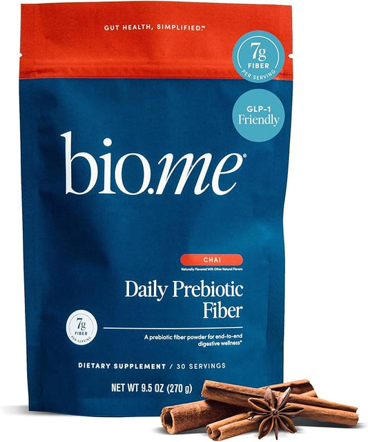 Daily Prebiotic Fiber (Chai) - Fiber Supplement Powder for Digestive Health & Gut Health - Fiber Powder Prebiotics, Non-GMO, Gluten & Sugar Free Soluble Fibre Supplements-30 Servings