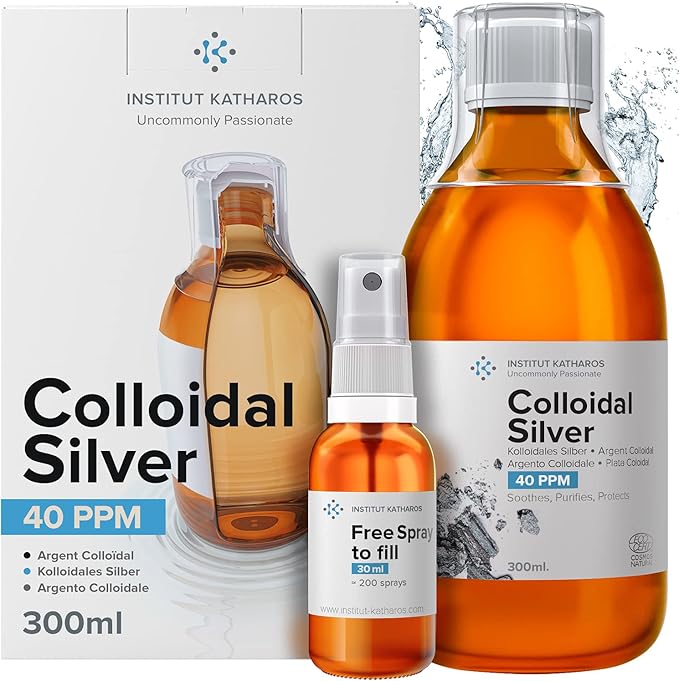 Colloidal Silver Liquid 10 fl oz & Spray to Fill ● Bioactive Hydrosol Silver Water ● Natural Immune Support Nano Sol Supplement Solution ● Ionic Minerals 40 PPM ● Organic Structured Plata Coloidal