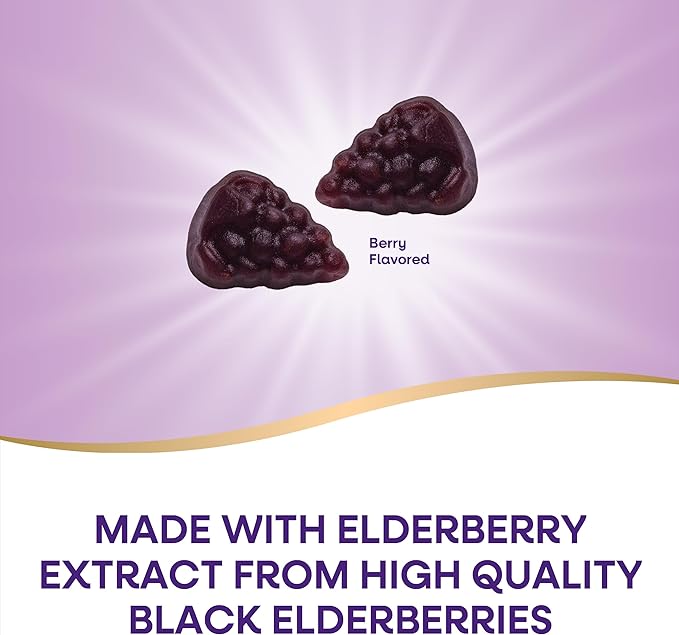 Nature's Way Sambucus Elderberry Immune Gummies, Daily Immune Support for Kids and Adults*, with Vitamin C, Vitamin D3, Zinc, Gluten Free, Vegetarian, 60 Gummies (Set of 3)