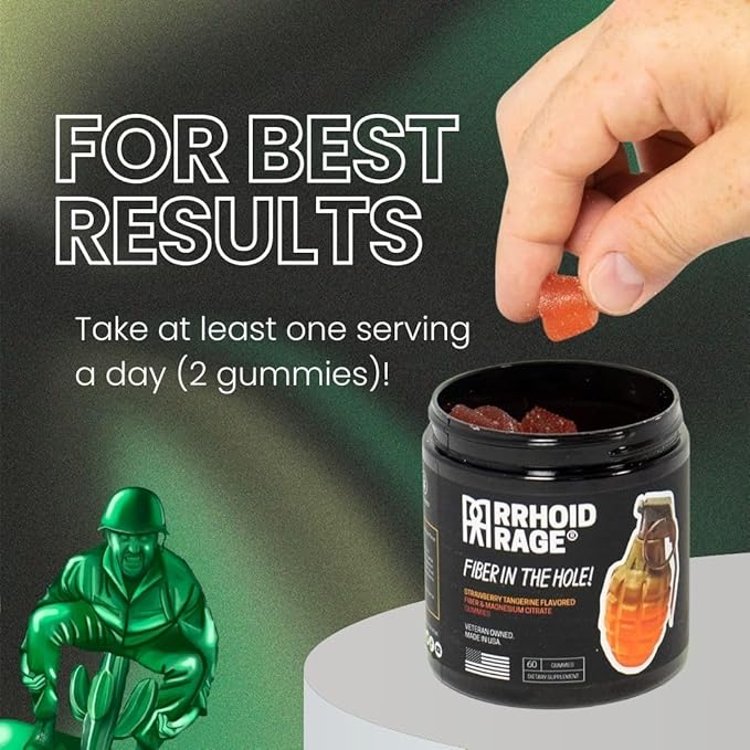 Fiber and Magnesium Gummies, Supports Digestive Health, Relieves Constipation, Helps Prevent Hemorrhoids, Has Both Soluble and Insoluble Fiber, Made in USA, 60 ct (2)