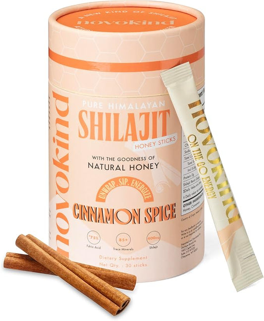 Pure Himalayan Shilajit for Men with Honey - Cinnamon, On-The-Go Energy Sticks & Immune Support for Women | 75%+ Fulvic Acid | 85+ Trace Minerals, 100% Natural, Pack of 30
