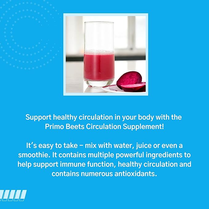 Consult Health Primo Beets - Beet Root Powder Drink Mix with Electrolytes - Nitrates to Support Circulation - Energy Boost - Ginger & Turmeric - for Men & Women - Natural Flavor - 30 Servings