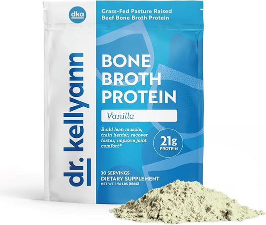 Dr. Kellyann Bone Broth Protein Powder Vanilla (30 Servings) – 21g Protein, Grass-Fed Collagen, Sugar-Free, Keto & Paleo-Friendly, 1 Pack