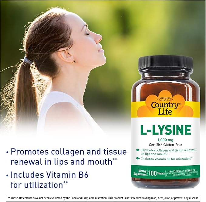 COUNTRY LIFE VITAMINS L-Lysine 1000 Mg with B-6, 2.5 Pounds