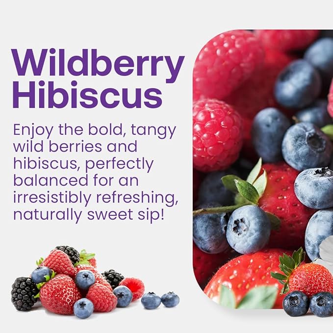 Dr. Smoothie Refreshers Wildberry Hibiscus – Made with Real Fruit Juice – Drink Concentrate, No Artificial Colors, Shelf-Stable – Lightly Caffeinated with Green Coffee Extract (46 oz Bottle)