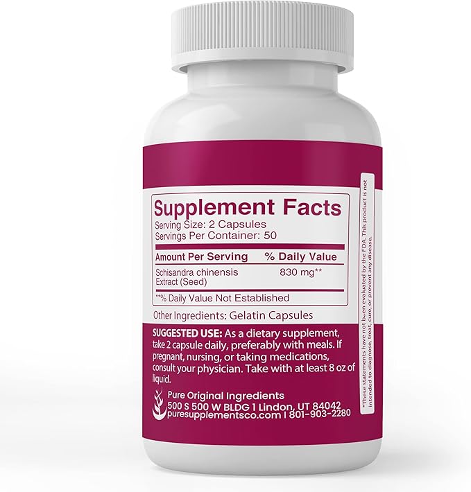 PURE ORIGINAL INGREDIENTS Schisandra Extract, (100 Capsules) Always Pure, No Additives Or Fillers, Lab Verified