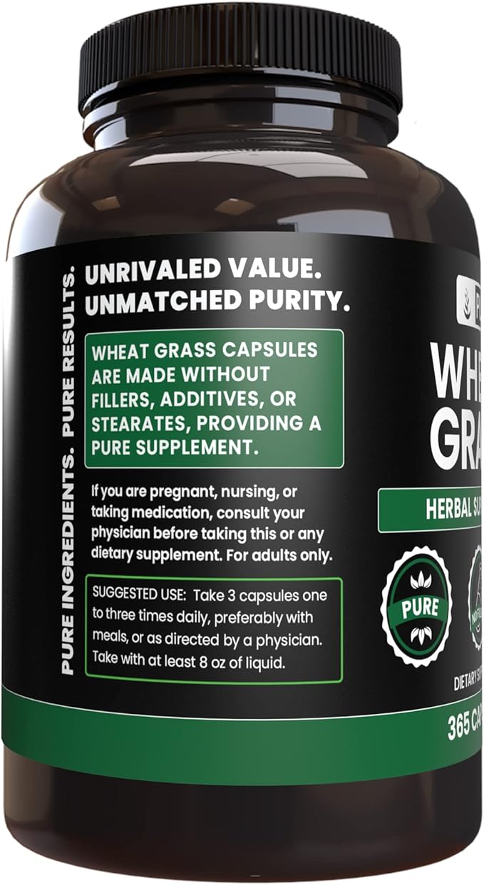 Pure Original Ingredients Wheat Grass (365 Capsules) No Magnesium Or Rice Fillers, Always Pure, Lab Verified