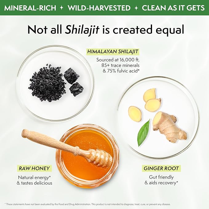 Pure Himalayan Shilajit Sticks with Honey for Men & Women - Ginger Flavor | Pack of 30 Premium Energy Sticks | 75%+ Fulvic Acid, 85+ Trace Minerals | Supports Digestion & Aids Muscle Recovery