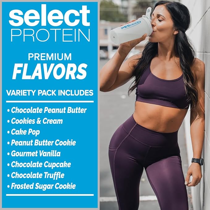 PEScience Select Protein Powder Variety Pack - 8 Flavors - 40 Servings - Protein Powder Sample Pack, Whey and Casein Blend, Keto Friendly, Gluten Free, Digestion Friendly, Amazing Taste