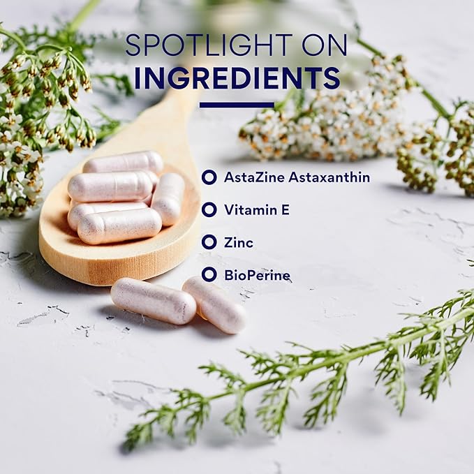 Research Verified Astaxanthin - Powerful Antioxidant, Fights Free Radicals, Supports Skin, Brain, Eyes, and Heart - Zinc RDA, Vitamin E, BioPerine - 3 Month Supply - Non-GMO, Made in The USA