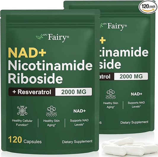NAD Supplement,Nicotinamide Riboside,Extra Strength,Boost NAD & Resveratrol + for Women & Men,Energy Anti-Aging,Cell Regeneration,120 Capsules