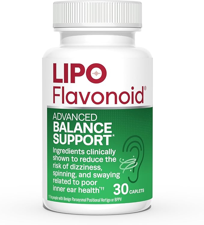Lipo-Flavonoid Balance Support Supplement - Inner Ear Health & Vertigo Relief with Ginkgo Biloba, Bioflavonoids, & B Vitamins - Reduces Dizziness, Spinning, & Swaying - 30-Count