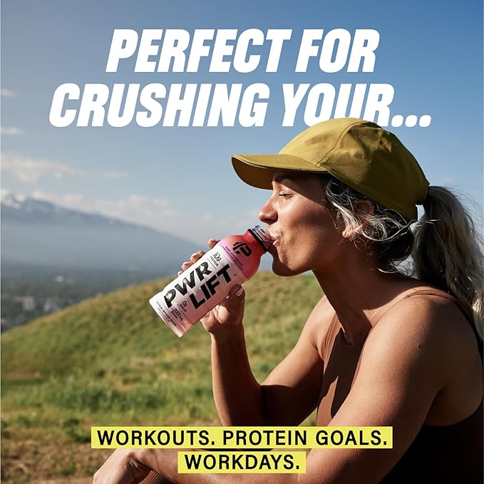 Whey Protein Water Sports Drink by PWR LIFT | Blueberry Pomegranate | Keto, Vitamin B, Electrolytes, Zero Sugar, No Artificial Flavors, No Chalky Aftertaste | | Post-Workout Energy Protein Beverage | 16.9 Oz (Pack of 12)