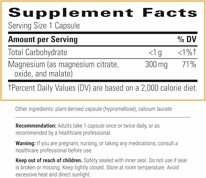 Integrative Therapeutics Tri-Magnesium - Supports Cellular Energy & Energy Metabolism*- Magnesium Supplement for Heart & Nerve Health Support* - Dairy-Free & Gluten-Free - 180 Capsules (180 Servings)