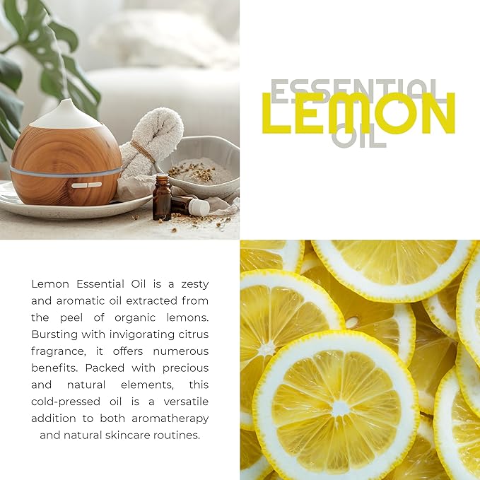 Lemon Essential Oil for Diffuser Aromatherapy Oils for Laundry and for Skin Pure Essential Oils for Soap Making Lemon Oil for Diffuser Oil 4 oz