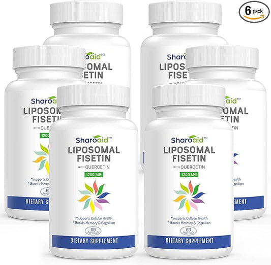 Liposomal Fisetin with Quercetin Supplements 1200 mg per Serving,High Absorption Polyphenols Antioxidants for Women,Men,Non-GMO,Gluten-Free,6 Bottle-360 Softgels