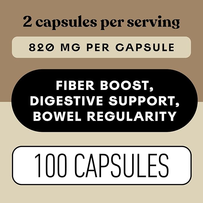 Pure Natural Whole Psyllium Husk Powder Capsules - 660mg Capsules 100 Pure Unflavored Fiber & Colon Cleanse Pills
