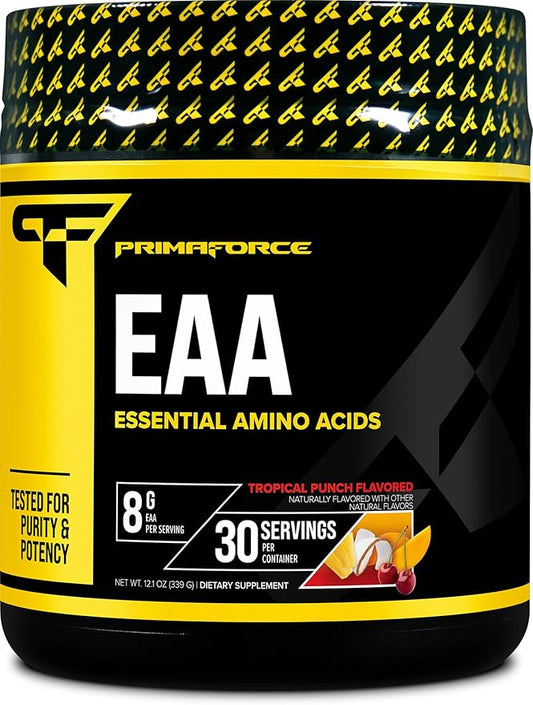 Primaforce EAA Powder (30 Servings, Tropical Punch) - Essential Amino Acids for Pre/Intra Workout and Recovery - Non-GMO and Gluten Free