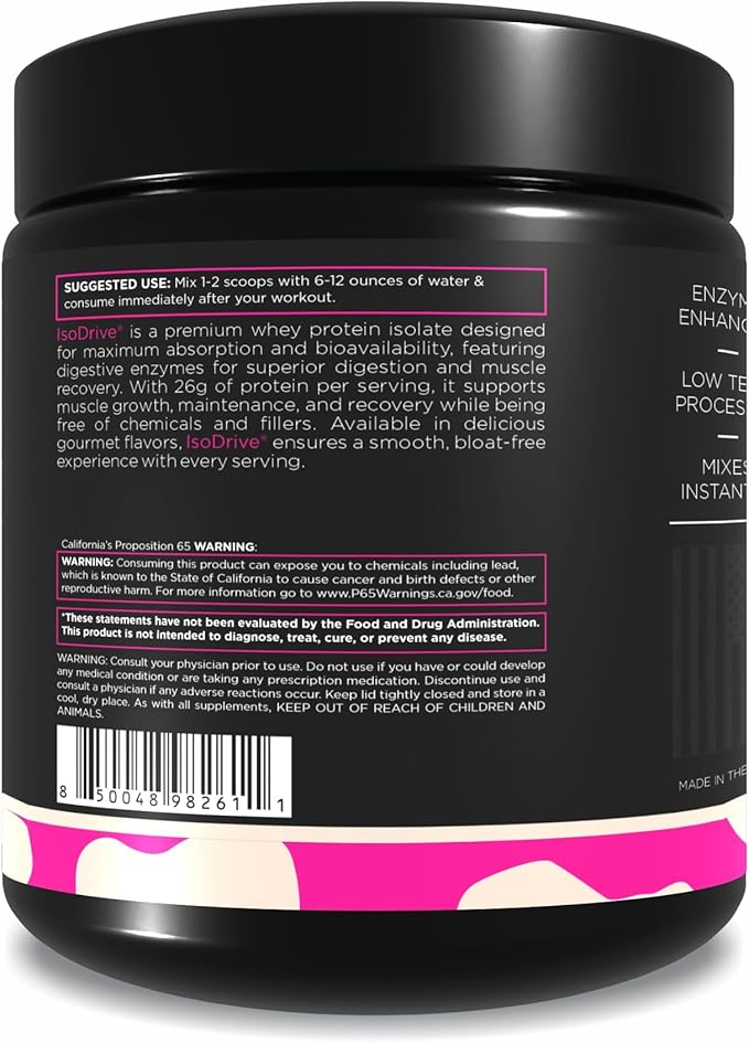 Driven Nutrition ISODRIVE Premium Whey Isolate (1lb, Vanilla)