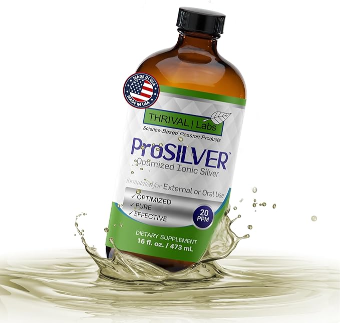 Ionic Colloidal Silver Liquid 20 PPM Bio Active for Immune Support Glass Bottle 16oz Organic Supplement