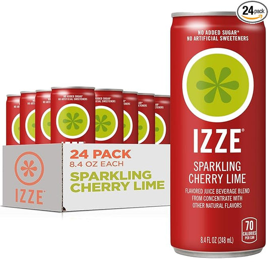 Izze Cherry Lime Straight Beverages, 8.4 FL Oz, Pack of 24