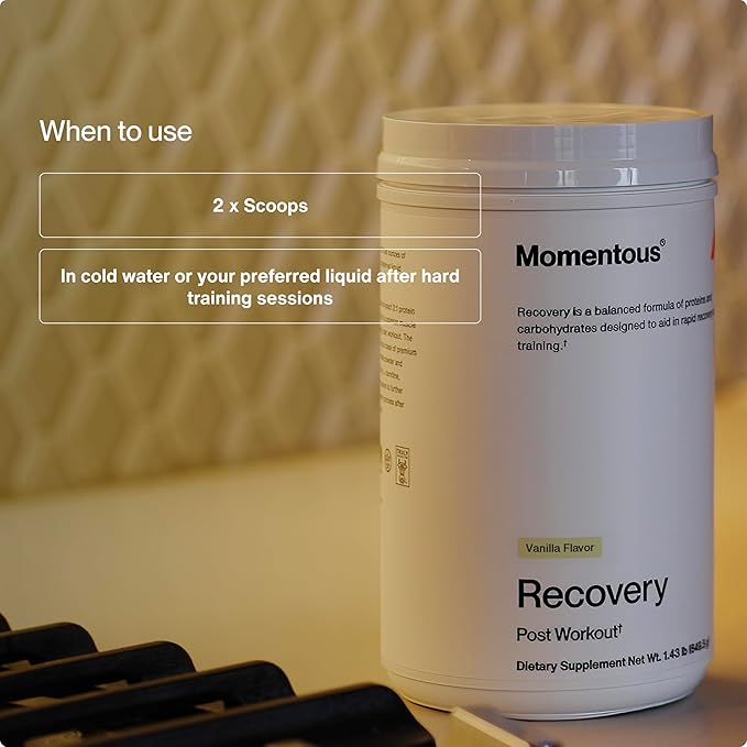 Momentous Recovery Grass-Fed Whey Protein Powder - 20 g Post-Workout Whey Isolate Protein - NSF Certified for Sport - Gluten-Free - 15 Servings - Vanilla - Package May Vary