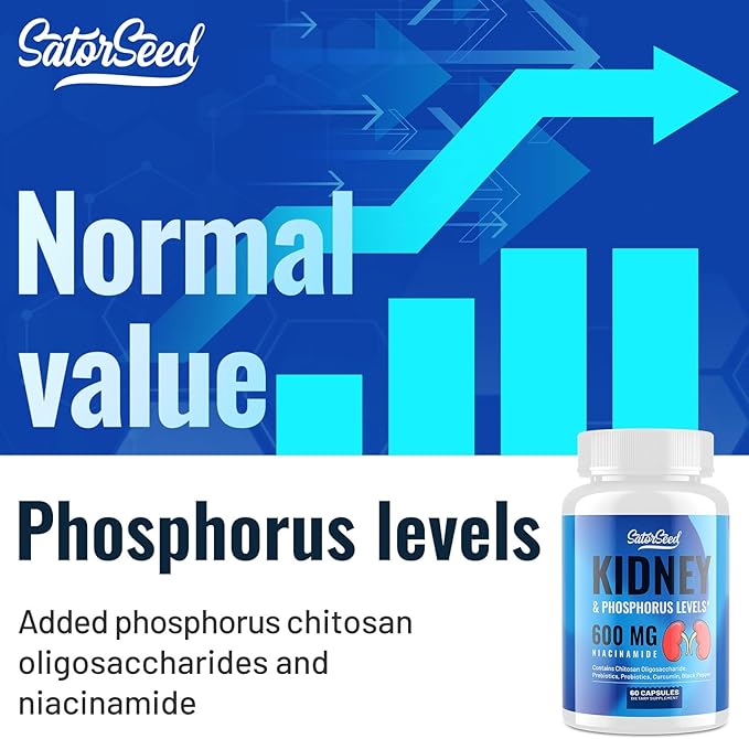 Kidney Support Supplement – Kidney Cleanse Detox with 600mg Niacinamide & Chitosan Oligosaccharides – Phosphorus-Conscious Formula – Vegetarian Capsules for Adults – 2 Bottles