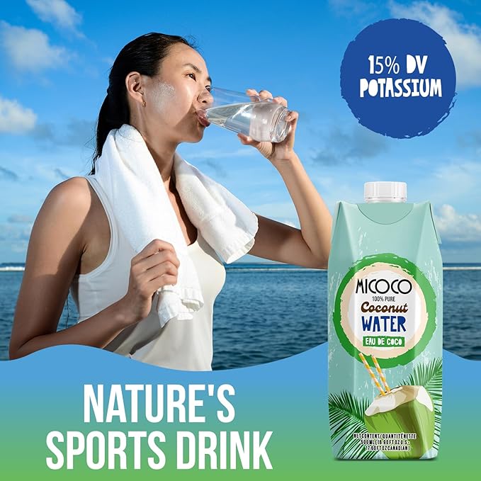 MICOCO Coconut Water, No Added Sugar, 16.9 Fl Oz (Pack of 12)