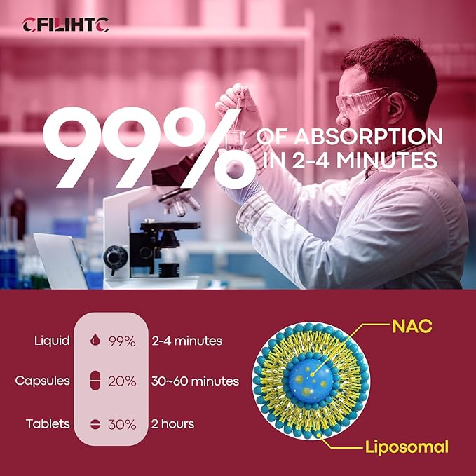Liposomal Liquid NAC Supplement N-Acetyl Cysteine Drops, N Acetyl Cysteine 600mg with Glutathione, Resveratrol & Zinc for Adults & Kids Liver Lung Antioxidant Immune & Skin Health, Strawberry 2 Fl Oz