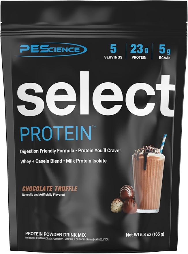 PEScience Select Protein Powder, Whey and Casein Blend, Clean Protein Powder for Women and Men, Low Calorie, Low Carb, Keto Friendly, Gluten Free - Chocolate Truffle - 5 Servings
