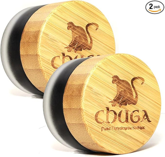 Chuga's Pure Himalayan Shilajit Resin | Naturally Sourced Grade A Shilajit, Organic Shilajit Harvested 16,000 Feet | Lab Tested in USA, 74+ Fulvic Acid | 100 Servings per 20 Gram Jar (Pack of 2)