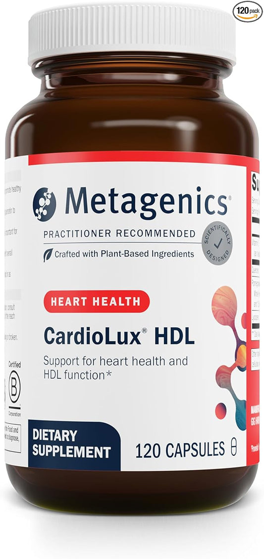 Metagenics CardioLux HDL - Supports HDL Function & Heart Health* - With Lycopene, Pomegranate Extract & Quercetin - Gluten-Free & Non-GMO - 120 Capsules
