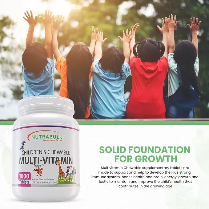 Children’s Chewable Multi-Vitamins - Promoting Kids' Overall Development - USA-Made, May Help to Support Immune, Bone, Brain & Overall Well Being- Vegan & Gluten Free - 12000 Cherry Tablets