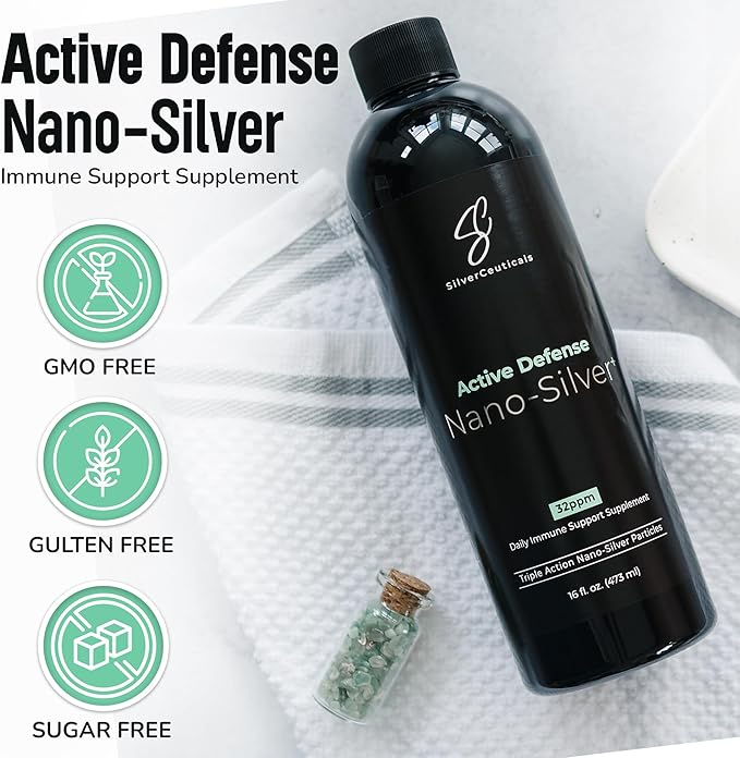 Colloidal Silver w/Nano Technology - 32ppm 8oz - 8X More Effective - Natural Immune Support - Save The Sick Days - Ages 5 & Up - Outperforms Higher PPM Silvers - No Taste & Smell - 3rd Party Tested