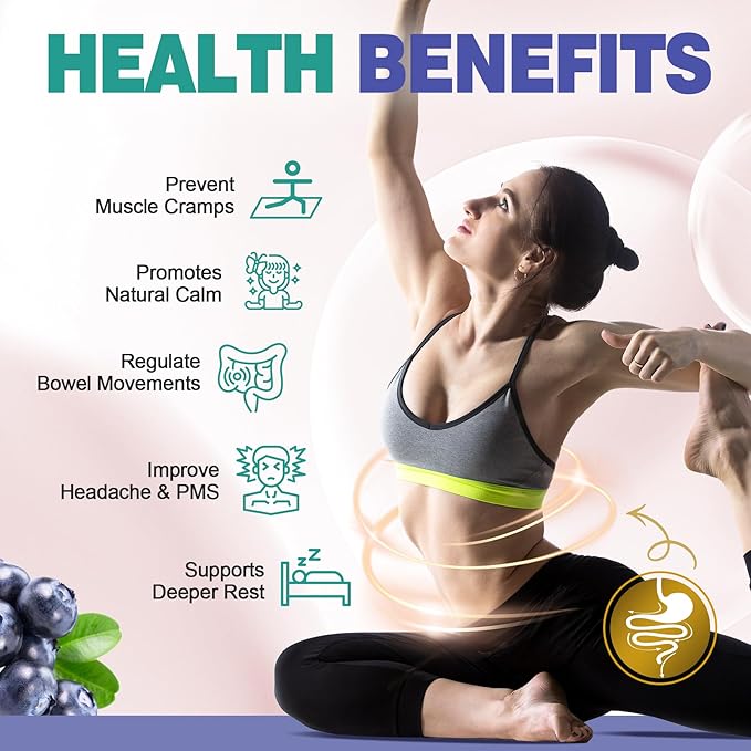 Triple Magnesium Complex Gummies 400mg with Prebiotics & Probiotics 5 Billion CFUs, Magnesium Glycinate, Supplement Gummies with Vitamin B6, D3 & C for Muscles & Mood - 60 Count (Pack of 1)