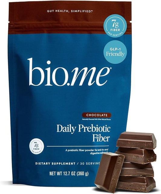 Daily Prebiotic Fiber Powder Chocolate - 7g Per Serving - Soluble & Insoluble Fiber Supplement Powder for Women & Men - Digestive Health & Gut Health - Sugar Free - 30 Servings