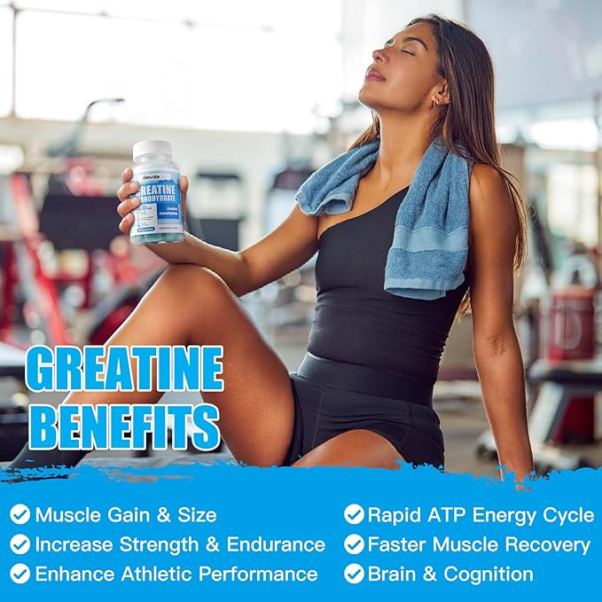 ElevateLife Creatine Monohydrate Gummies 5000mg for Men & Women, Chewables Creatine Monohydrate for Muscle Strength, Muscle Builder, Energy Boost, Pre-Workout Supplement-180 Blueberry Gummies