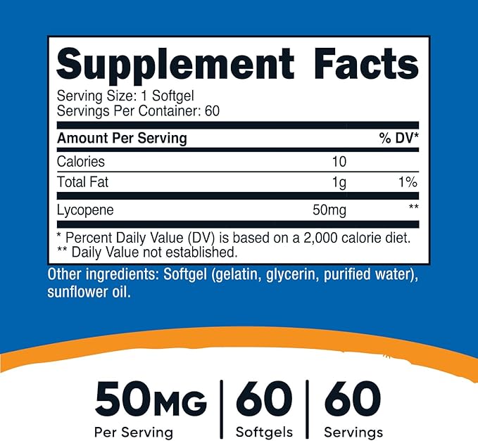 Nutricost Lycopene 50mg Softgels (60 Softgels)