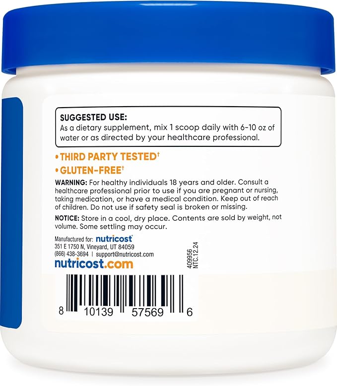 Nutricost N-Acetyl L-Cysteine (NAC) Powder 250 Grams - Vegan NAC, Non-GMO, Gluten Free