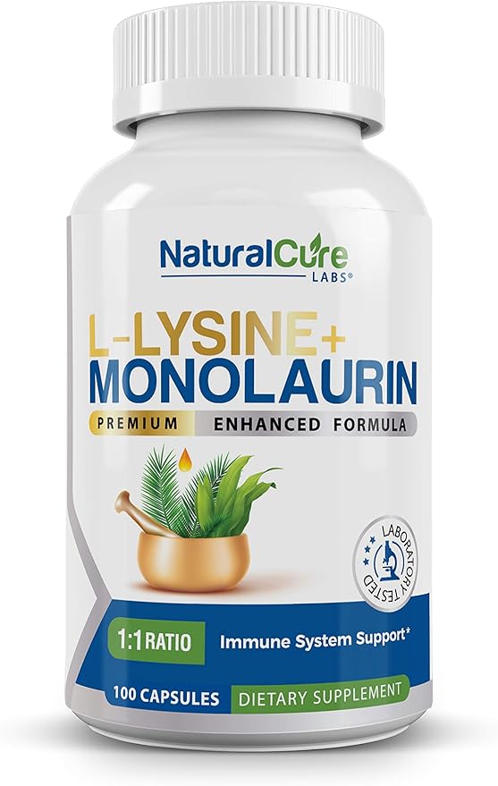 L-Lysine + Monolaurin 600mg 1:1 Ratio, 100 Capsules