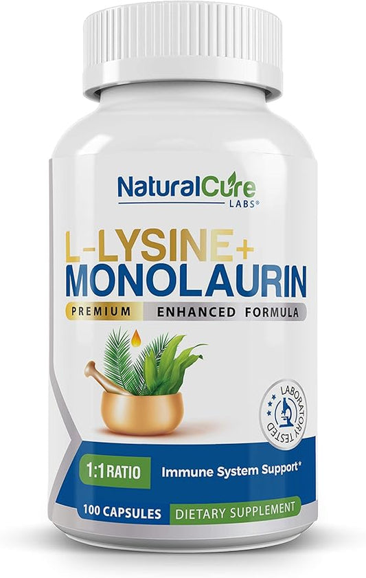 L-Lysine + Monolaurin 600mg 1:1 Ratio, 100 Capsules