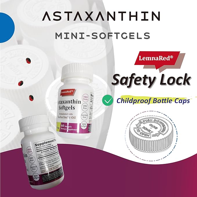 Free-Form Astaxanthin 6mg Softgel-60 Softgels Dietary Supplement Strongest Antioxidant Immune Supports Supports Eye,Joint & Skin Health Formulated with Sacha Inchi Oil