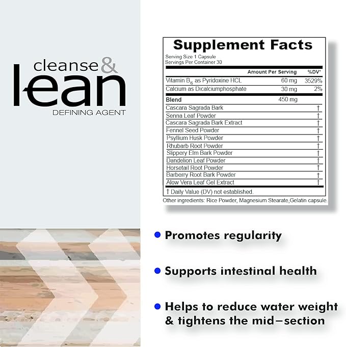 Max Muscle Naturaliga Cleanse and Lean Defining Agent Herbal Cleanse for Regularity w/Natural Detoxifying Ingredients for Gut Health Colon Detox Health and Bloating, 30 Count