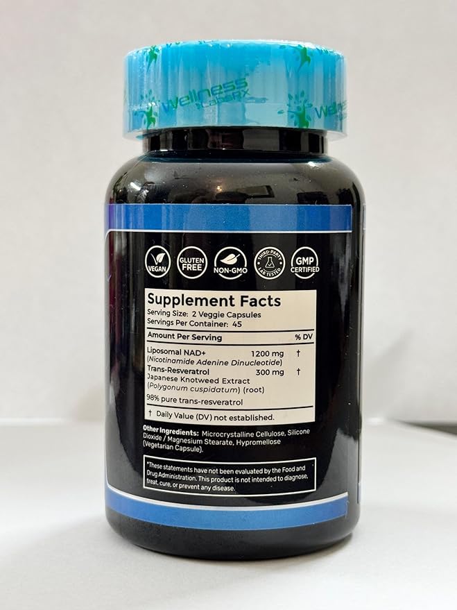 NAD Supplement, 1500mg - Liposomal NAD+ Supplement with Resveratrol, NAD Plus Boosting - Support Cellular Health & Healthy Aging - Ultra Strength Capsules, USA Made - 3 Pack