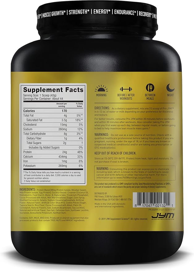 JYM Supplement Science Pro JYM Rocky Road Protein Powder - Whey Protein Isolates, Casein, & Milk Protein, Lean Muscle Building for Men & Women, 45 Servings