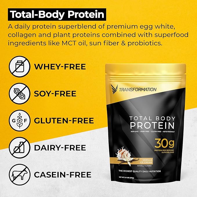 Transformation Vanilla Protein Powder & Performance Insulated Shaker Bottle | 30G Multi-Protein Superblend | Collagen Peptides, Egg White & Plant Blend | MCT Oil | BCAA Amino Acids
