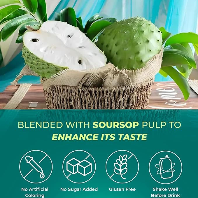 Choucoune Soursop Juice Cane - 100% Real Guanabana Drink with Pulp - No Concentrate, No Artificial Coloring - Sugar-Free, All-Natural Juice for a Healthy Lifestyle - Refreshing 16.57 Fl Oz(Pack of 12)