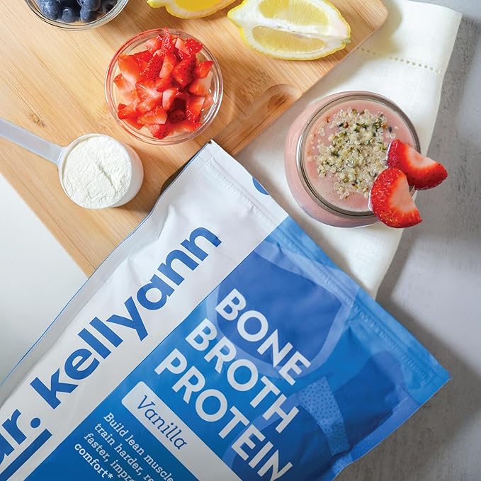 Dr. Kellyann Bone Broth Protein Powder Vanilla (30 Servings) – 21g Protein, Grass-Fed Collagen, Sugar-Free, Keto & Paleo-Friendly, 1 Pack